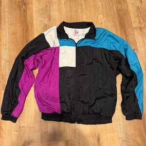 Vtg 90s USA Olympic Windbreaker Jacket Colorblock Purple Teal Small JCPenney